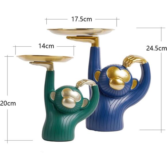 Haucoze Amoy-Art Seinhijo monkey green and gold trinket candy dish candle holder - Picture 7 of 10